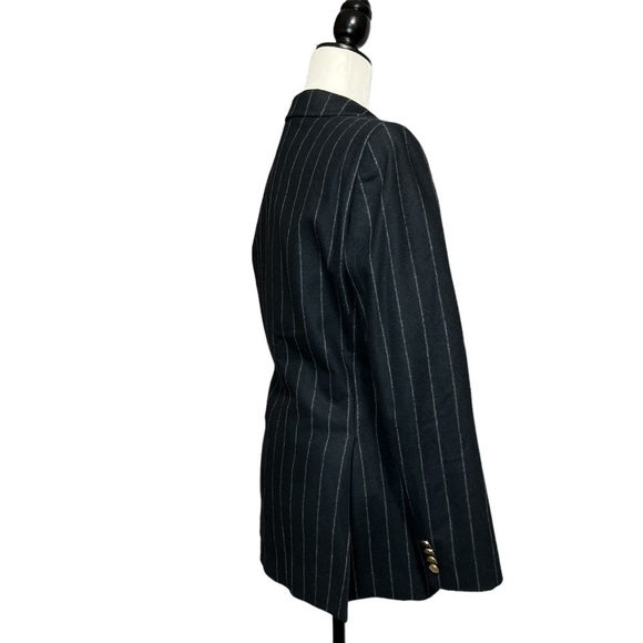 DOLCE & Gabbana Virgin Wool Pinstripe Blazer in Navy Blue w/Leopard Print Lining - Picture 3 of 15